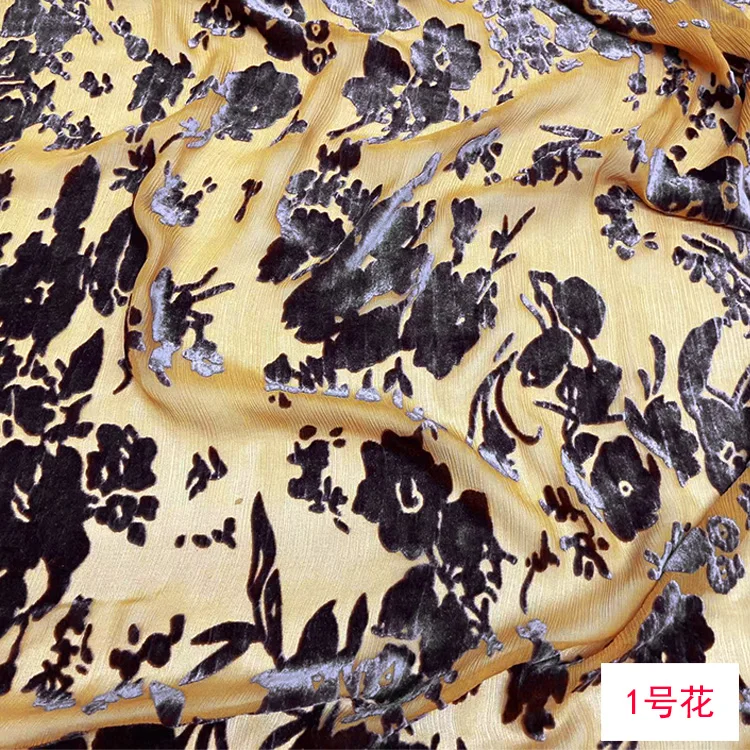 Spring and Summer Real Silk Crepe Velvet Fabric High-End Dress Cheongsam