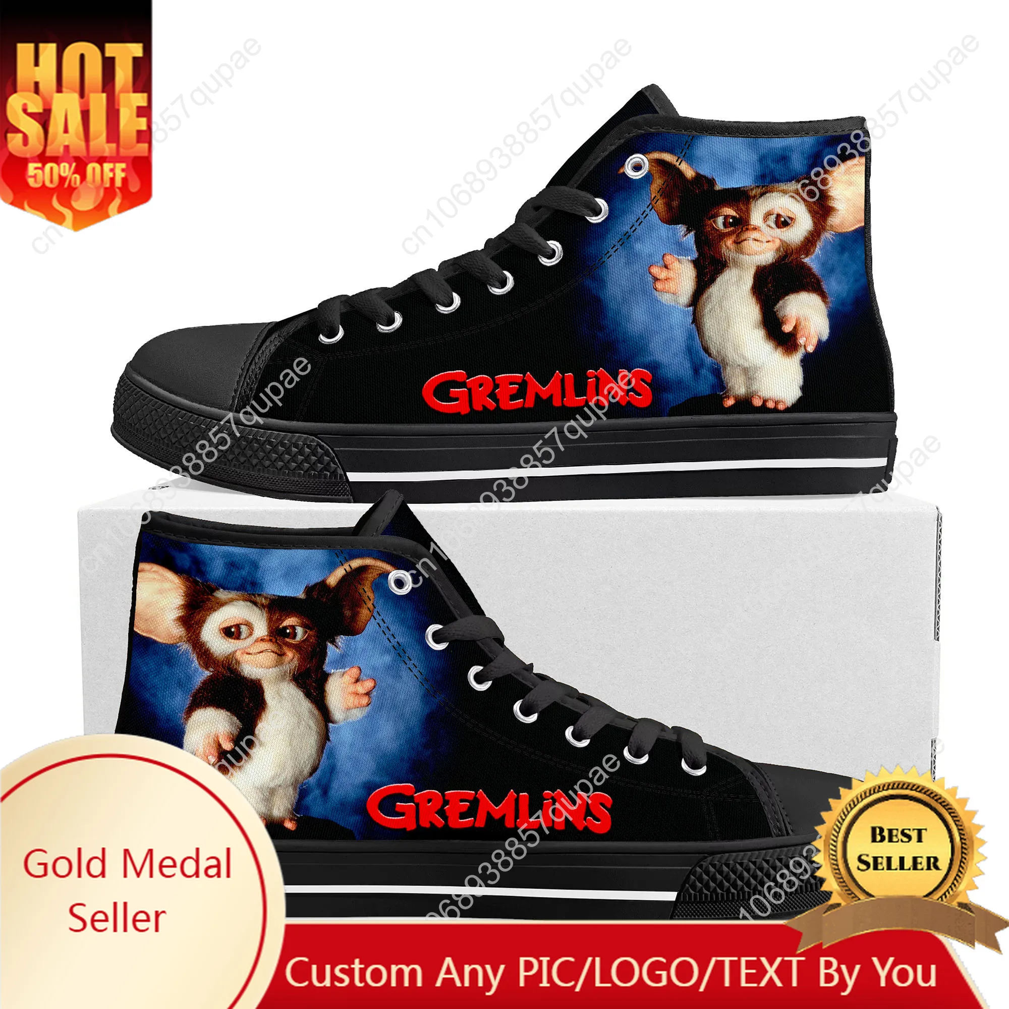 

Gremlins Cartoon Anime High Top High Quality Sneaker Women Teenager Canvas Sneaker Casual Custom Made Shoe Customize DIY Shoe