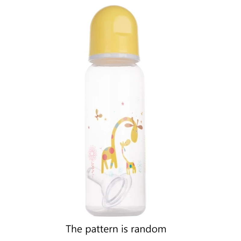 Lovely-design Baby Milk Bottle Baby Feeding Bottle 250ml Capacity Standard-spout PP Material Baby Bottle 7-inch Height
