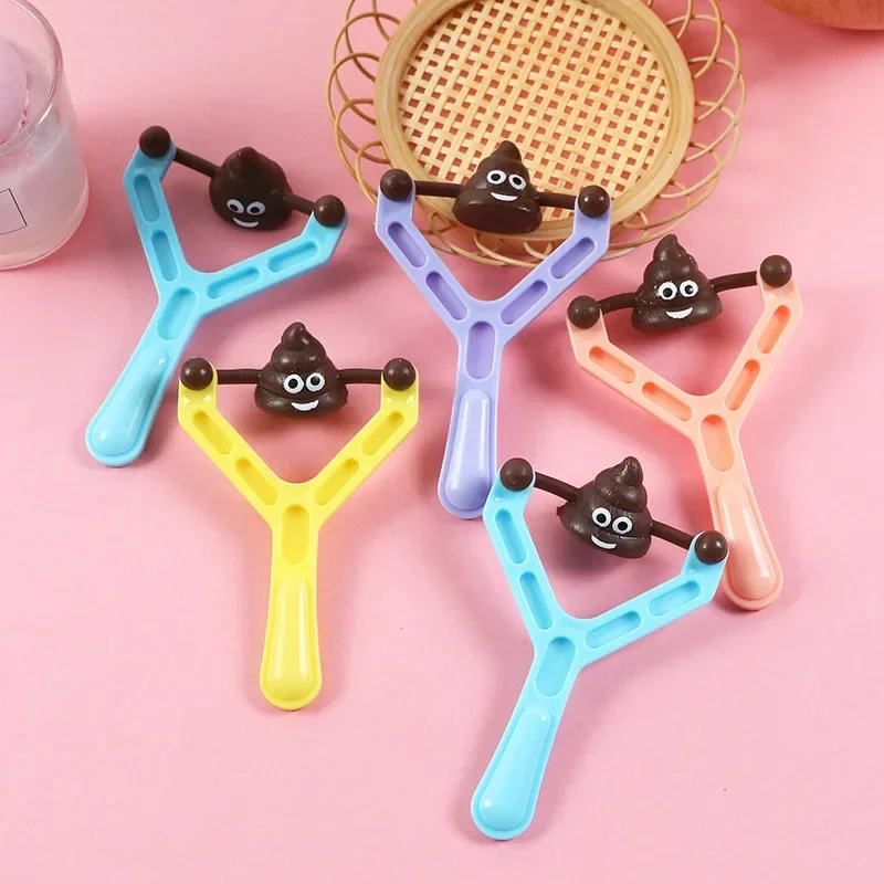 10Pcs Funny Shooting Fake Poop Slingshot Launcher Toys for Kids Birthday Party Favor Bag Piñata Filler Party Gifts Supplies