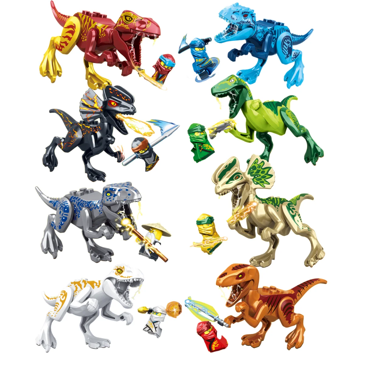 Máquina de guerra de dinosaurio Ninja, armadura de guerra Mech, Mini modelo de figura de acción, bloques de construcción compatibles con dibujos animados, ciudades de Anime, juguetes para niños, regalo