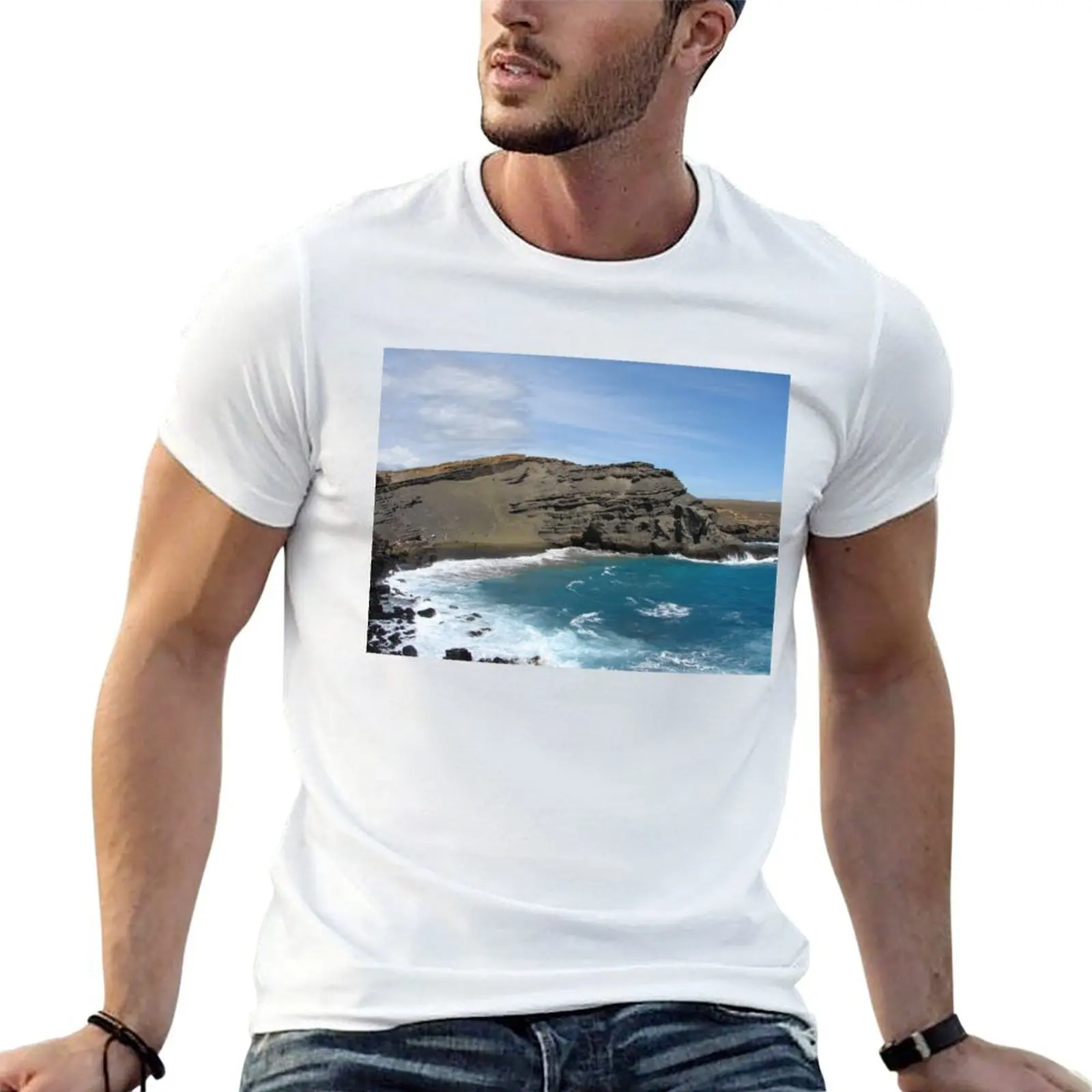 Famous Green Sand Beach - South Point Hawaii T-Shirt custom t shirt Man t-shirt plain white t shirts men