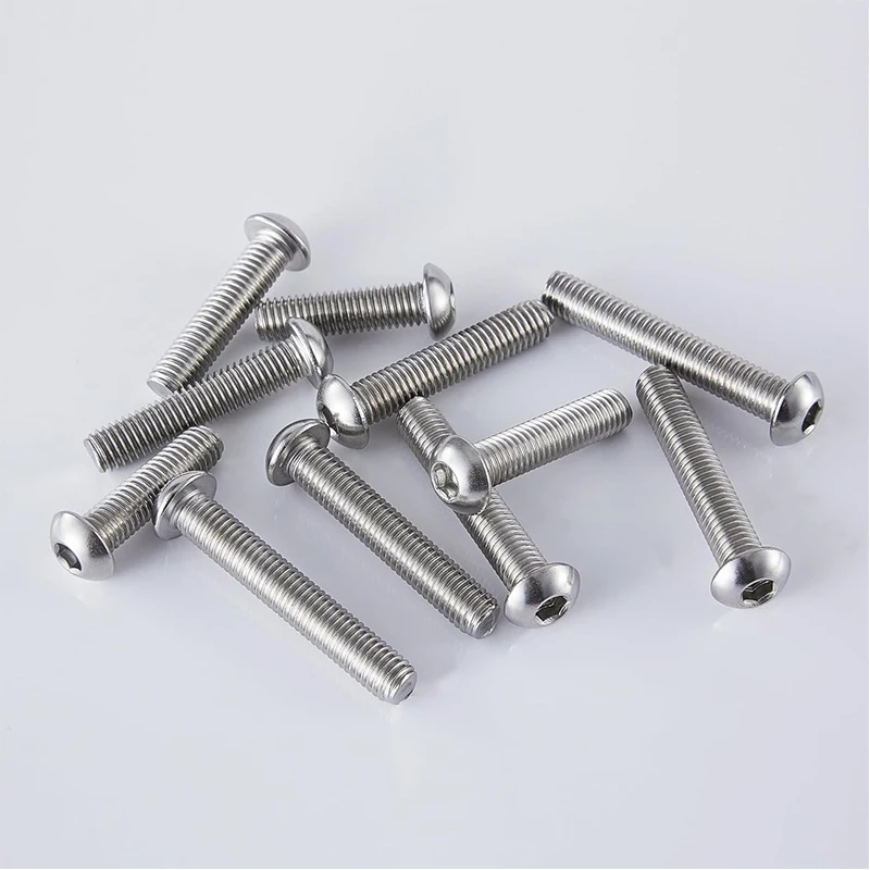 20/40 pcs, Screws,M6-6/12/16/20/25mm Button Head Socket Cap Screws and Bolts, Stainless Steel Screw, Allen Socket Drive