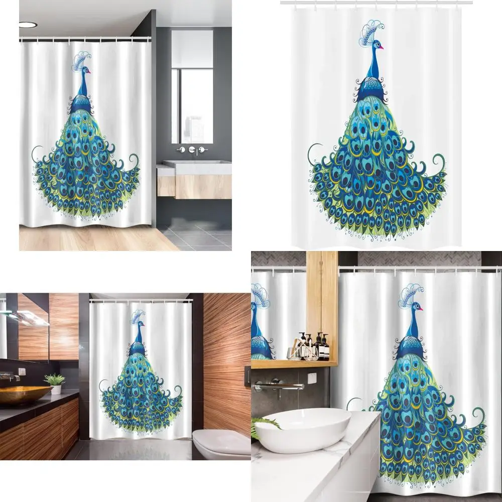 

exotic peacock floral shower curtain with tropical wildlife and classic curves
