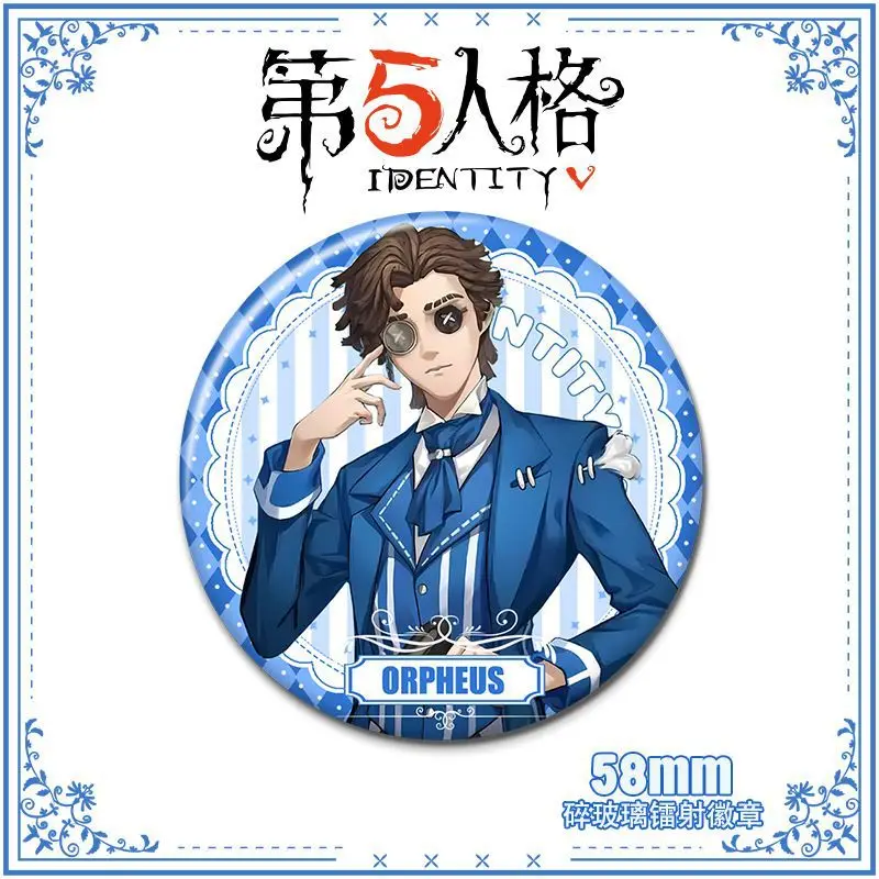 Game Identity V Peripheral Laser Tinplate Badge POSTMAN ANDREW ORPHEUS MATTHIAS ANNE Brooch for Backpack Clothing Accessories