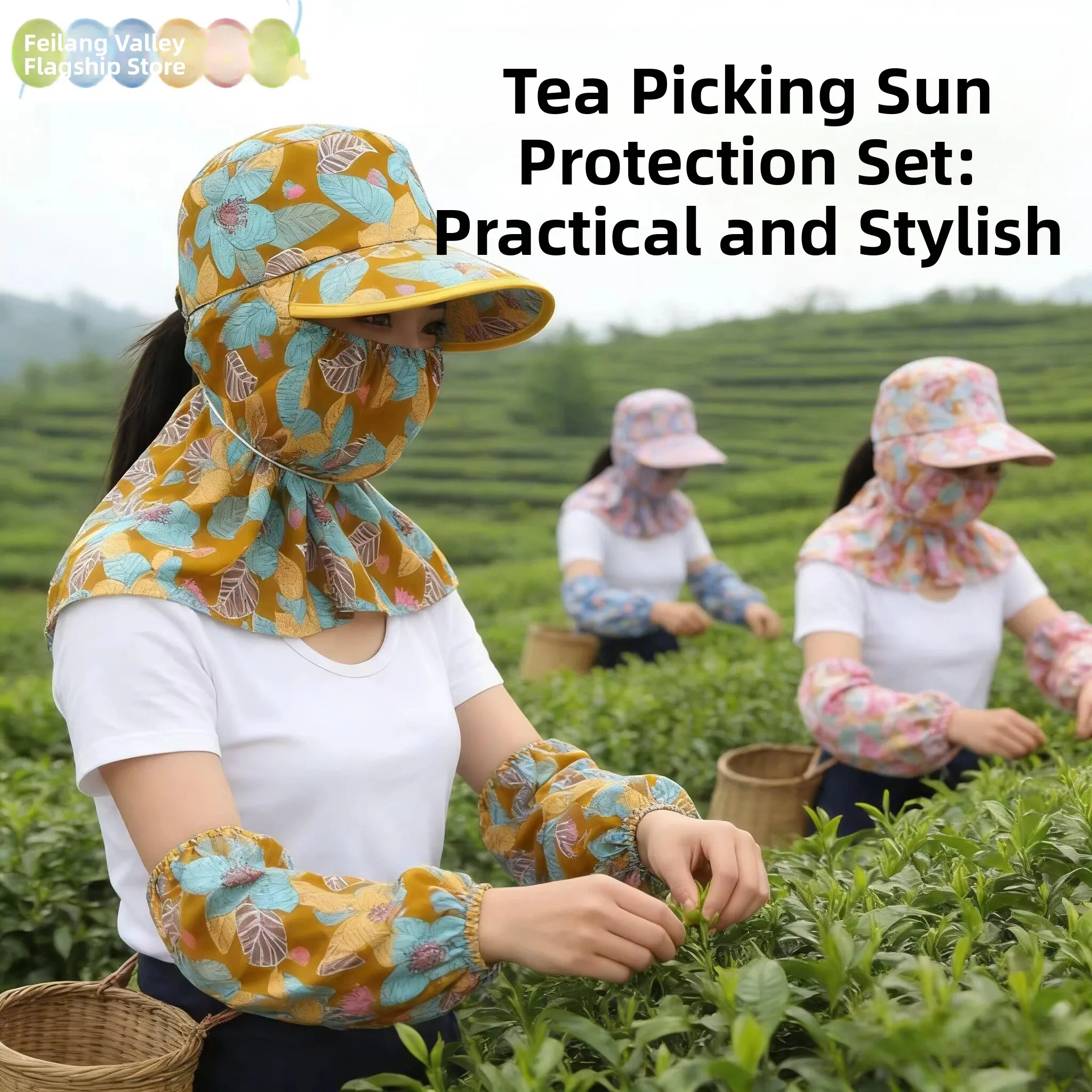 

Ladies Cotton Outdoor Hat Large Brim Sun Protection Dustproof Breathable Cycling Practical Casual Tea Picking Hat
