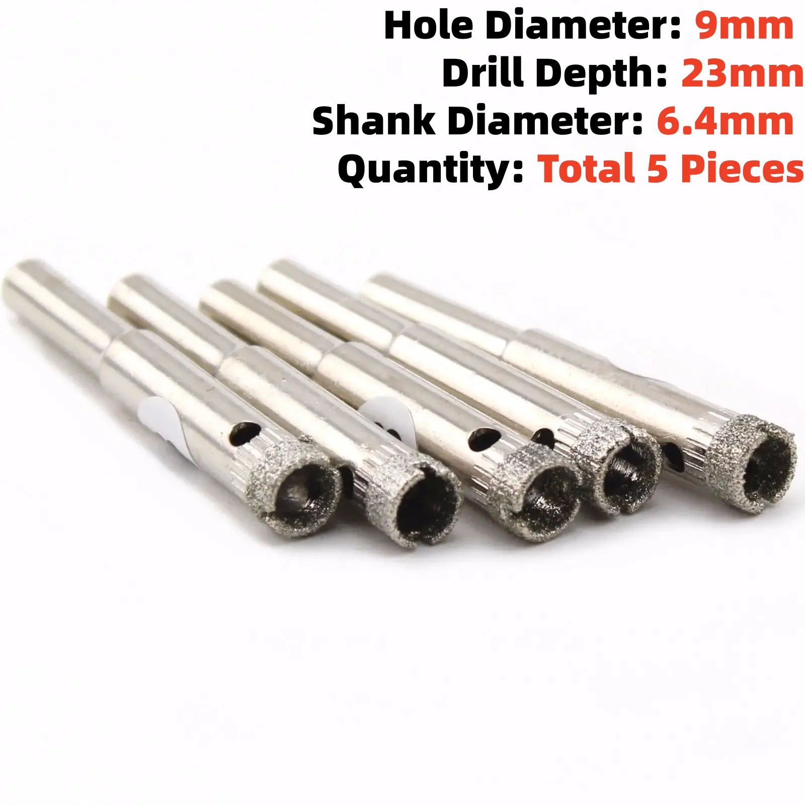5Pcs 11/32" inch 9mm Small Diamond Coated Hole Saw Core Drill Bits for Glass Stone Tiles Ceramic Marble