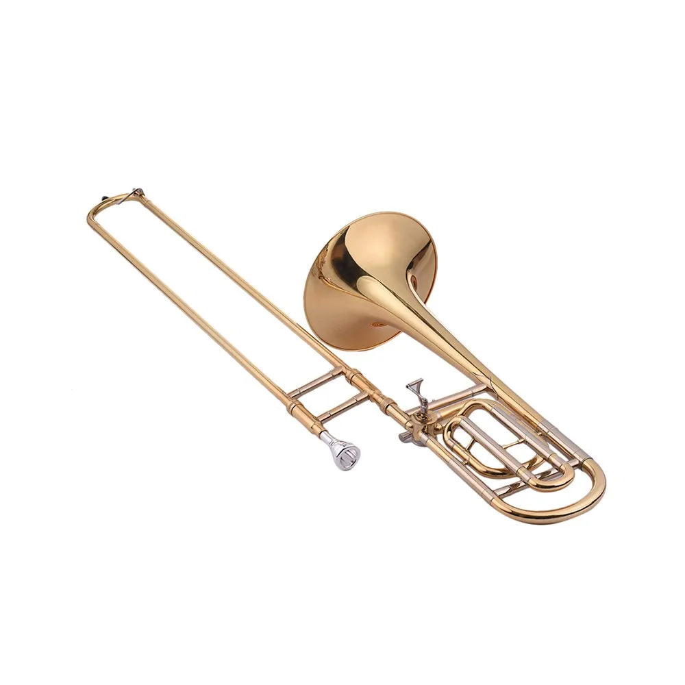 

Hooqu Professional Brass Bb/F Key Gold Tuning Slide Trombone With F Key