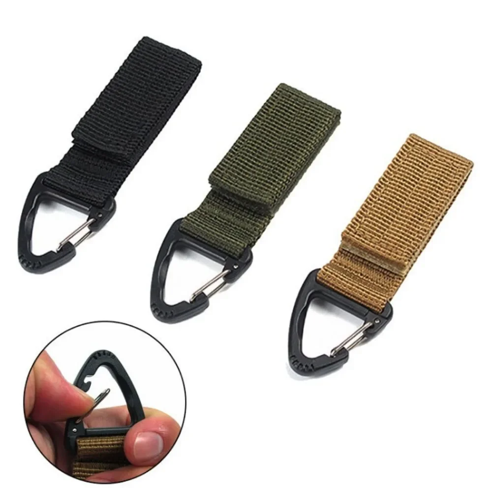 Military Tactical Hanging Key Hook Clip Clamp Buckle Nylon Webbing Molle Belt Carabiner Outdoor Strap Climbing Accessories