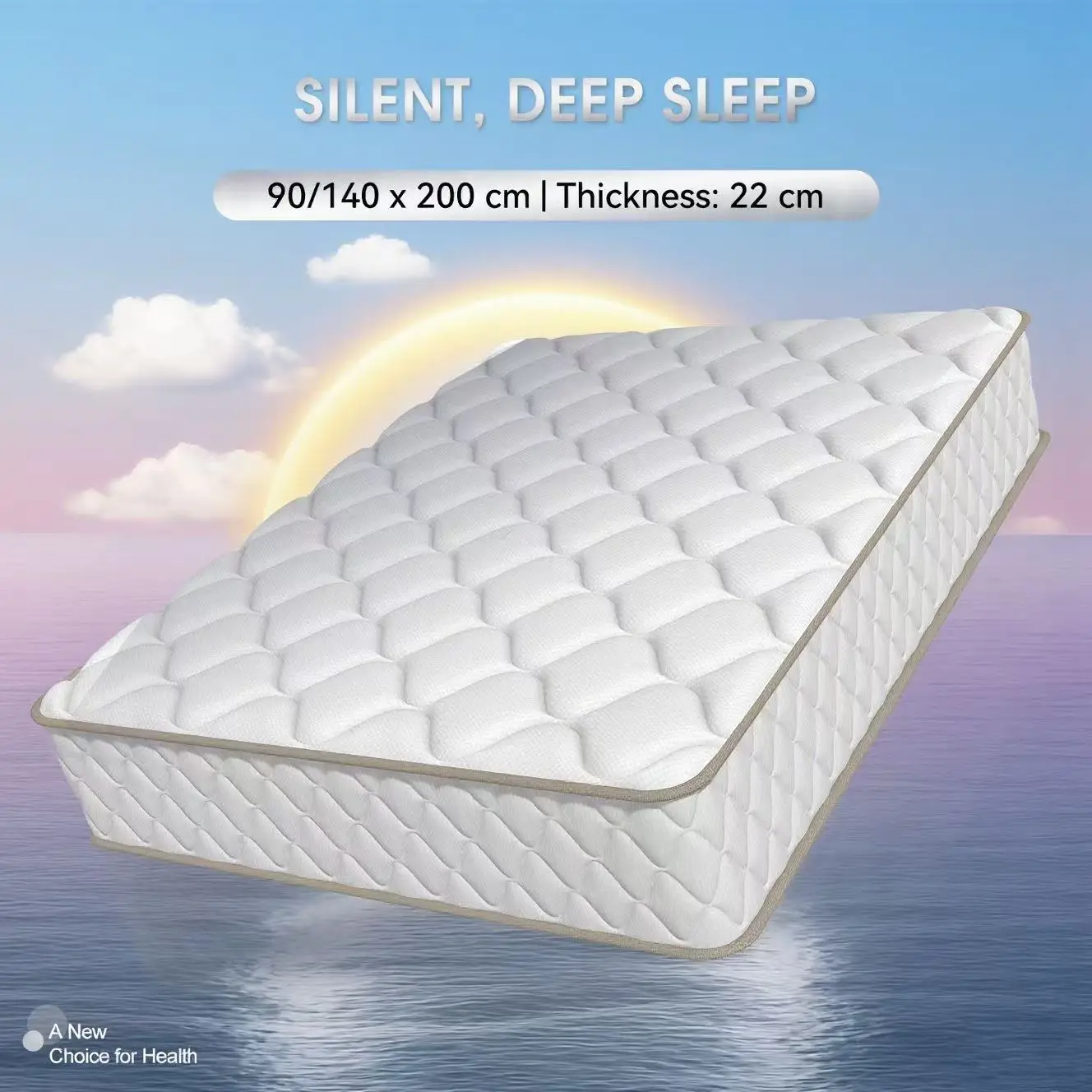 Matelas AUTHMIC – Matelas à ressorts 7 zones, respirant, mousse à mémoire de forme en latex naturel, 140x200cm 90x200cm, ferme moyenne pour un sommeil silencieux