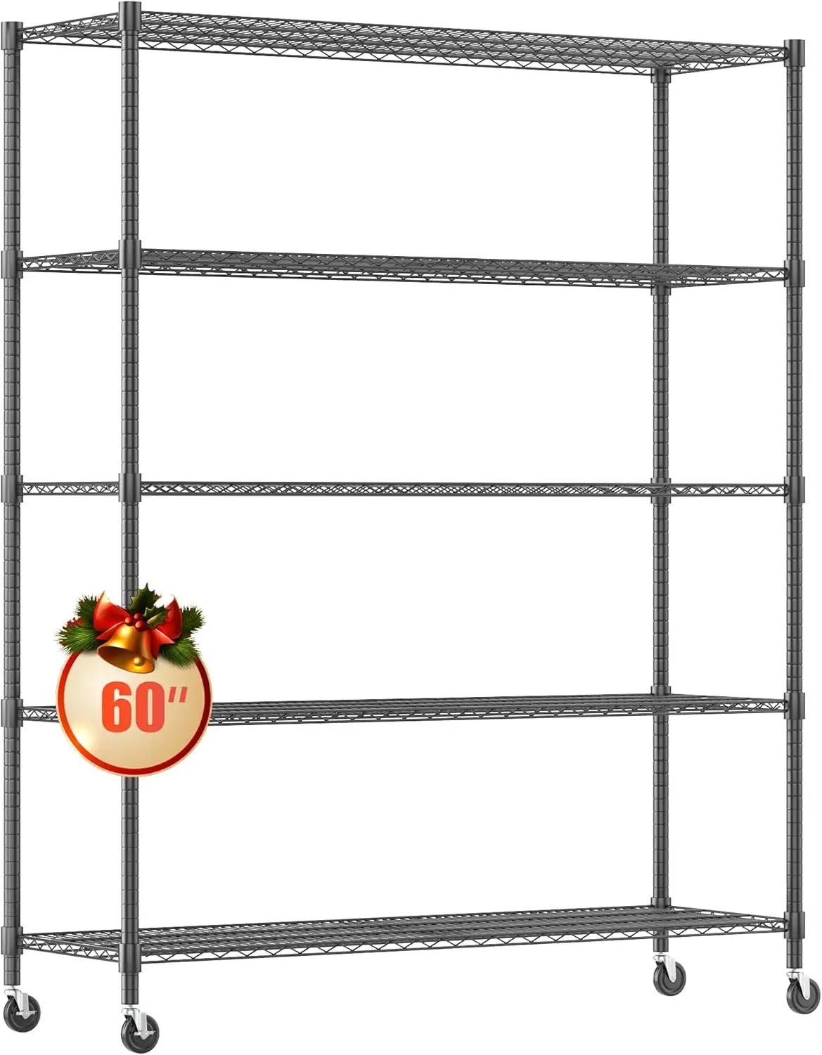 

Homdox 5 Tier Storage Racks and Shelving, 24"x60"x82" Heavy Duty Metal Shelves for Storage, 3000LBS Commercial Adjustable Wire S