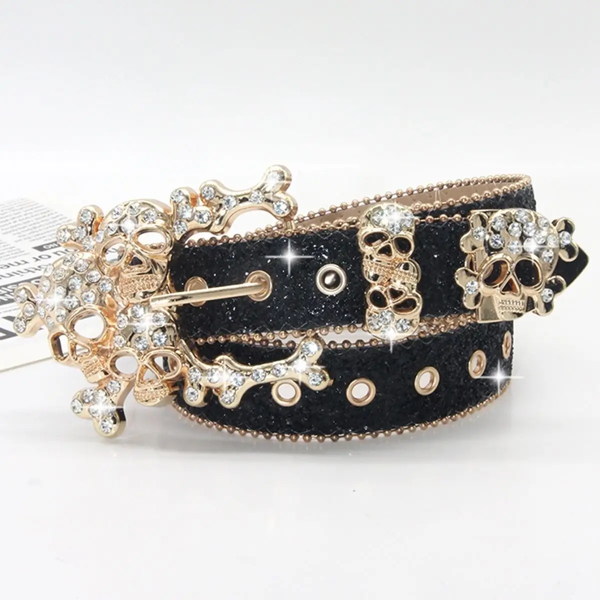 

Новый ремень унисекс с пряжкой и стразами, модный ремень в стиле панк, Baddie, универсальные украшения для брюк для мужчин и женщин
