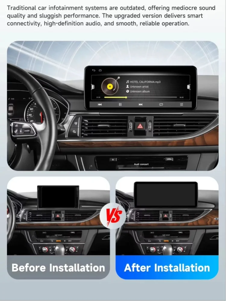 Hizpo 12.3'' 10.25'' Inteligentny ekran samochodowy z systemem Linux dla AUDI A6 C7 2011-2015 z systemem RMC (wersja podstawowa) Dotykowy wyświetlacz Airplay Radio samochodowe Odtwarzacz audio GPS — 2