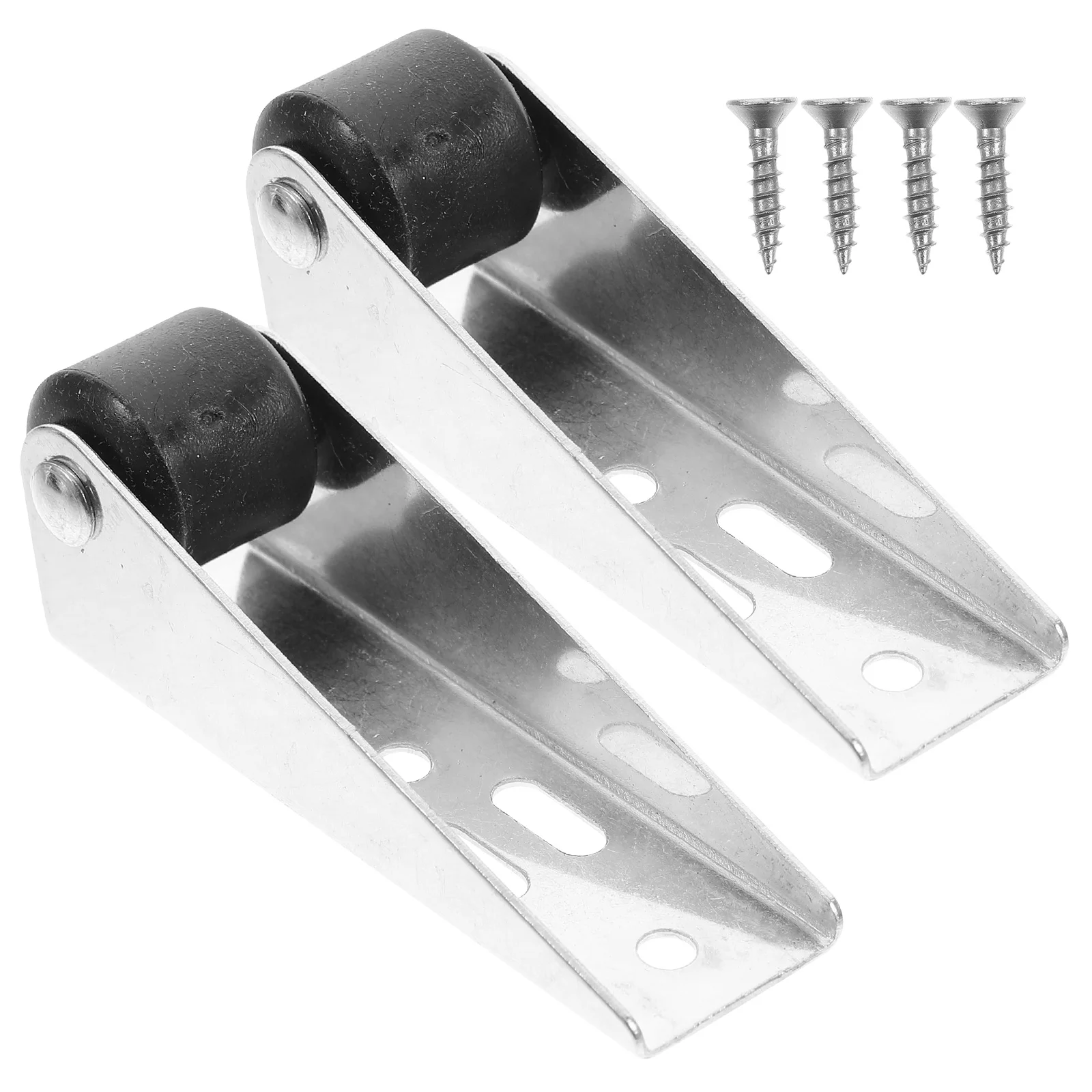 

2pcs Mobile Door Load-bearing Wheels Quiet Sliding Pulleys Circular Vertical Tracks Gray Black 4 Holes Barn Door Cabinet