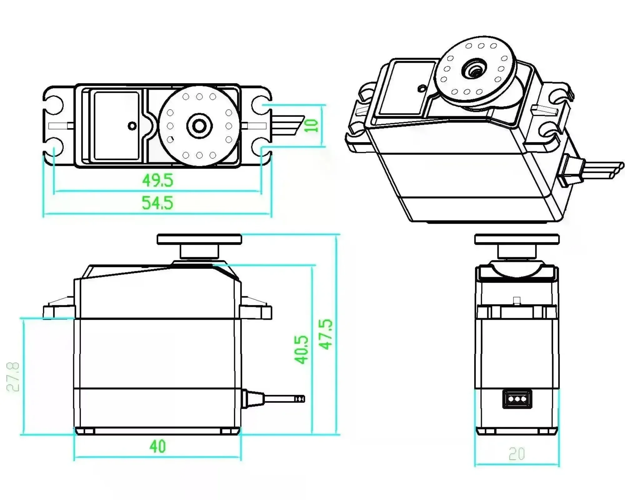 4 Uds Robot Servo 25kg RDS3225 Servo Digital 6V engranaje de Metal 180/270 °   IP66 resistente al agua con robot de montaje en U recto largo + corto