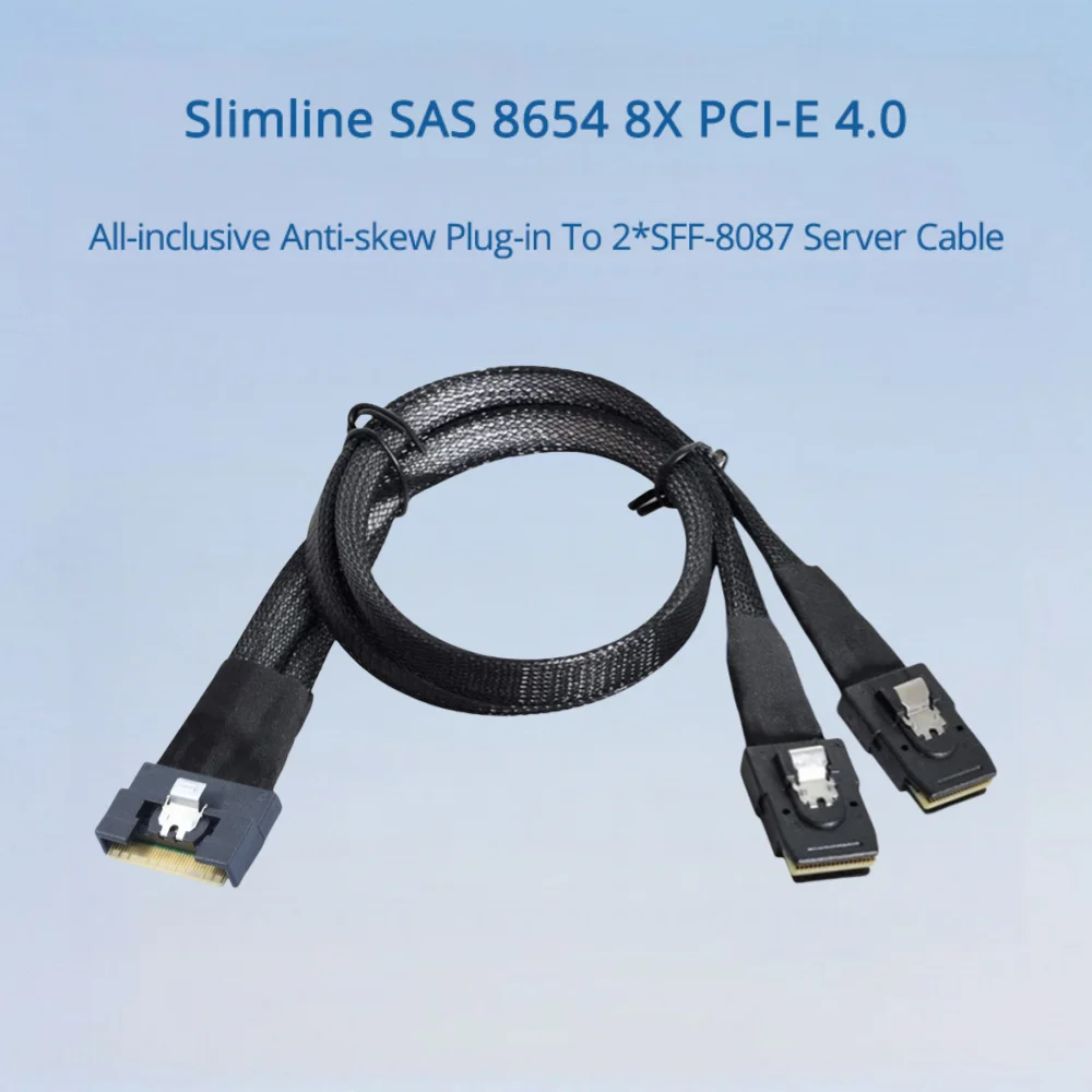 Slimline SAS 8654 8X PCI-E 4.0 All-inclusive Anti-skew Plug-in To 2*SFF-8087 Server Cable Length Optional 0.5M 1M
