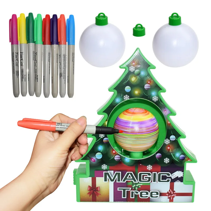 Bola de grafiti de Navidad, árbol mágico DIY, bola pintada a mano, huevos de colores, regalos para niños, decoraciones pintadas eléctricas