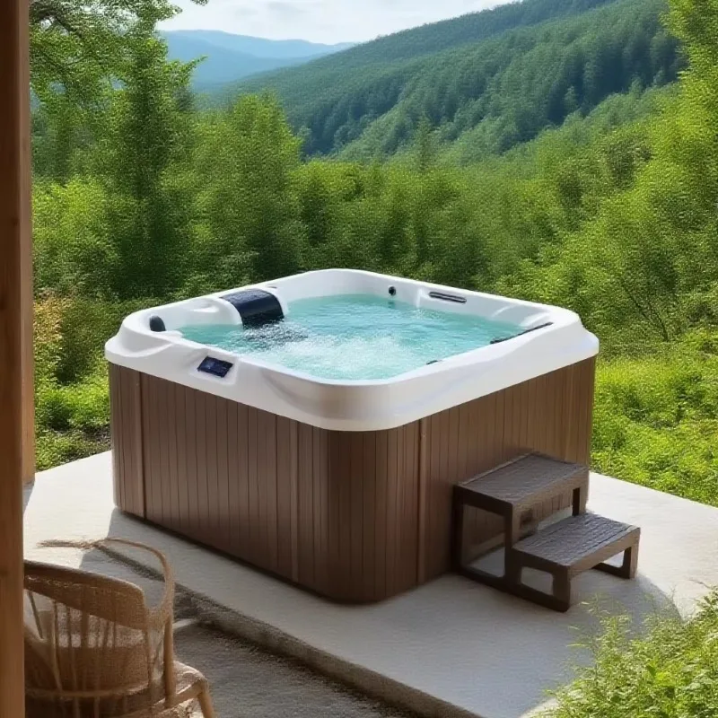 Lu-xury Modern 5-Person Outdoor Spa Tub 4-Seater Whirlpool Massage Hot Tub with LED Light & Music for Villas & Swim Spa