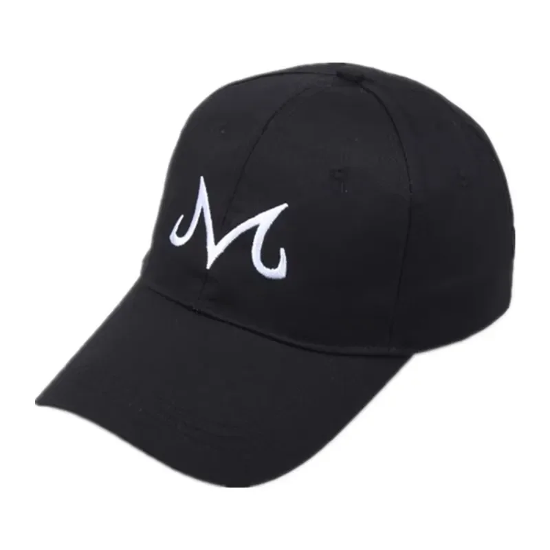 Hip Hop Letter M Logo Hats Majin Buu Fashion Baseball Cap Anime Cosplay Vegeta Sunshade Embroidered Adjustable Hat Outdoor