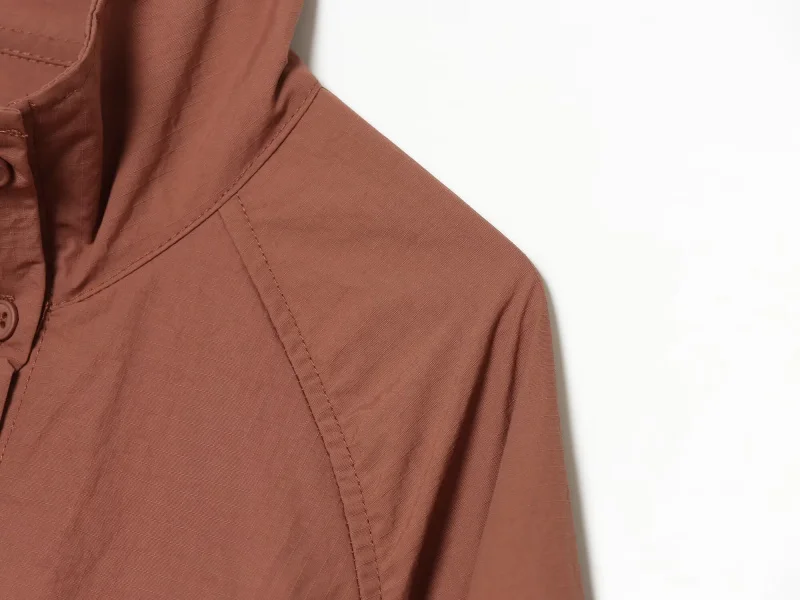 ETJ 2026 Damen Polyester Windbreaker mit Stehkragen, Knopfleiste, Leichtgewicht, Wasserabweisend, Puffärmel, Oversize-Jacke – Detail 22