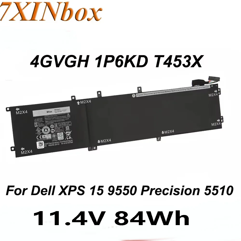 7XINbox 4GVGH 1P6KD 11.4V 84Wh Laptop Battery For Dell XPS 15 9550 For Precision 5510 Series Laptop Accessories