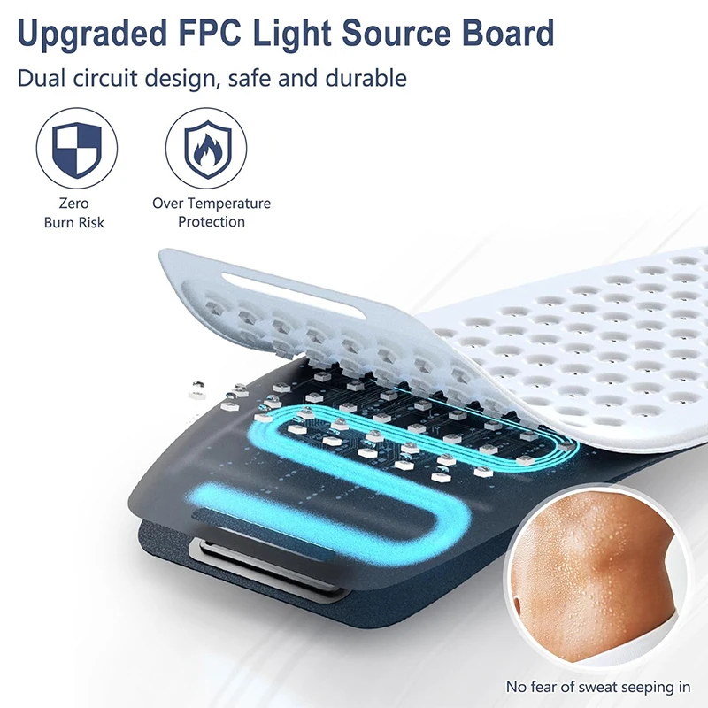 KEMOKO-almohadilla de terapia de luz infrarroja roja, 120 LED, dispositivos de belleza de 660nm y 850nm, almohadilla térmica para aliviar la cara y el cuerpo, la espalda, la rodilla, las manos y los pies