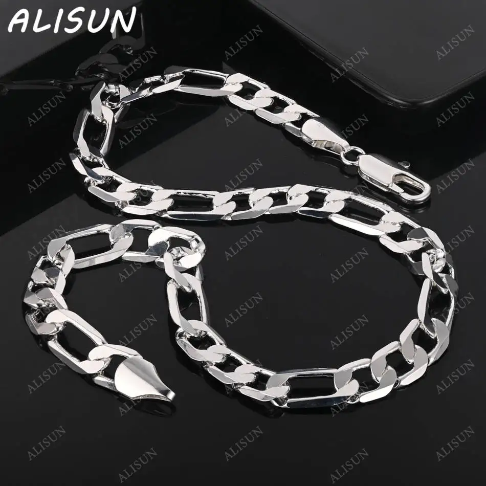 

ALISUN 925 Sterling Silver 12mm 40-75cm Chain Necklace For Women Men Classic Cuban Charm High Quality Fashion Jewelry Wedding