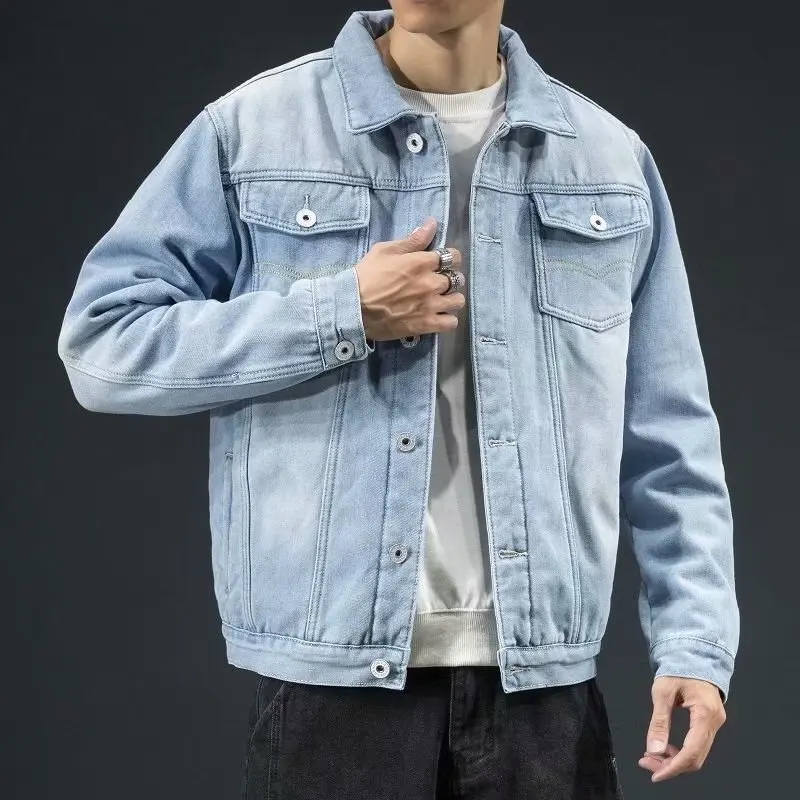 Herren Fleece-Gefütterte Jeansjacke Winter Dicke Warme Sherpa-Jeansjacke Koreanischer Stil Lose Übergroße Arbeitskleidung Lässige Oberbekleidung für Männer – Detail 4