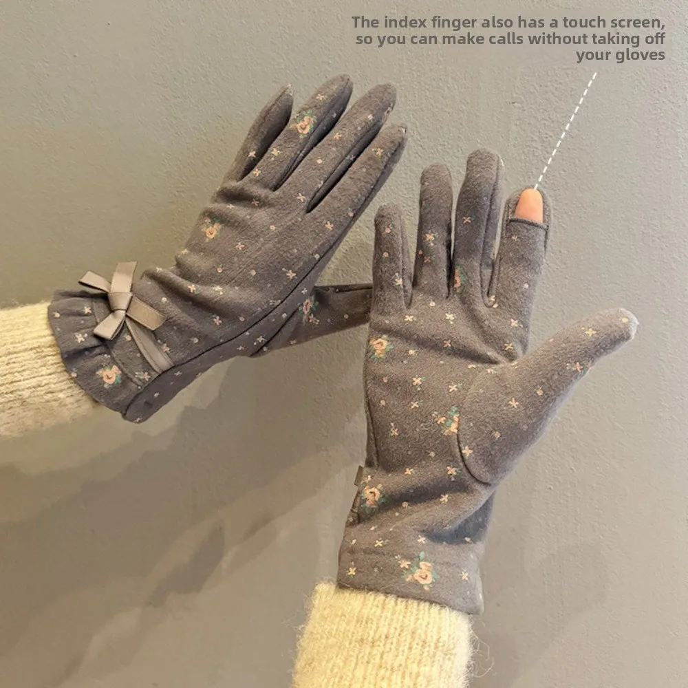 

Теплые зимние перчатки, ветрозащитные, морозостойкие, перчатки с сенсорным экраном, ветрозащитные, морозостойкие перчатки Dralon с цветочным принтом для езды на велосипеде, катания на лыжах