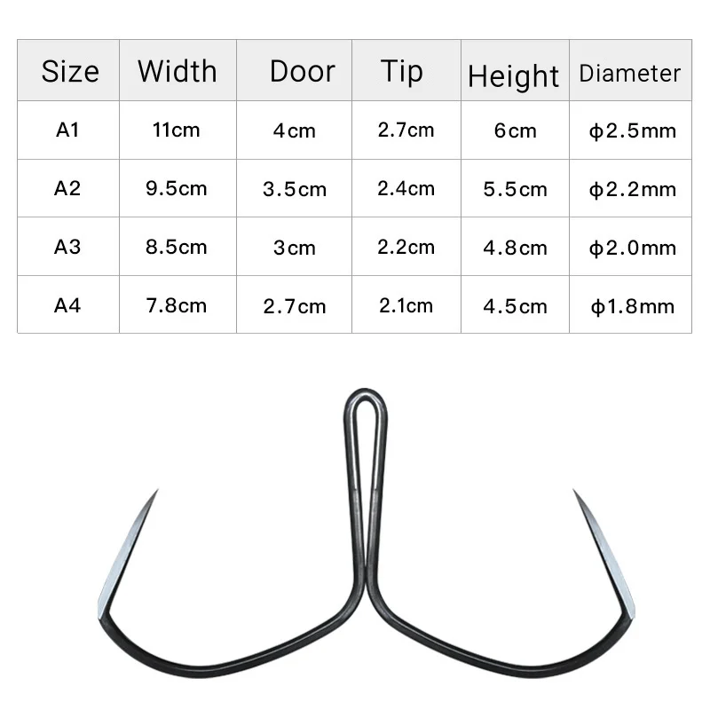 Winter Ice Fishing Butterfly Hook Anchor Sharpen Tip Grind Non-barb Duple High Carbon Steel Fish Hooks Sharp Lot 5 Pieces SALE