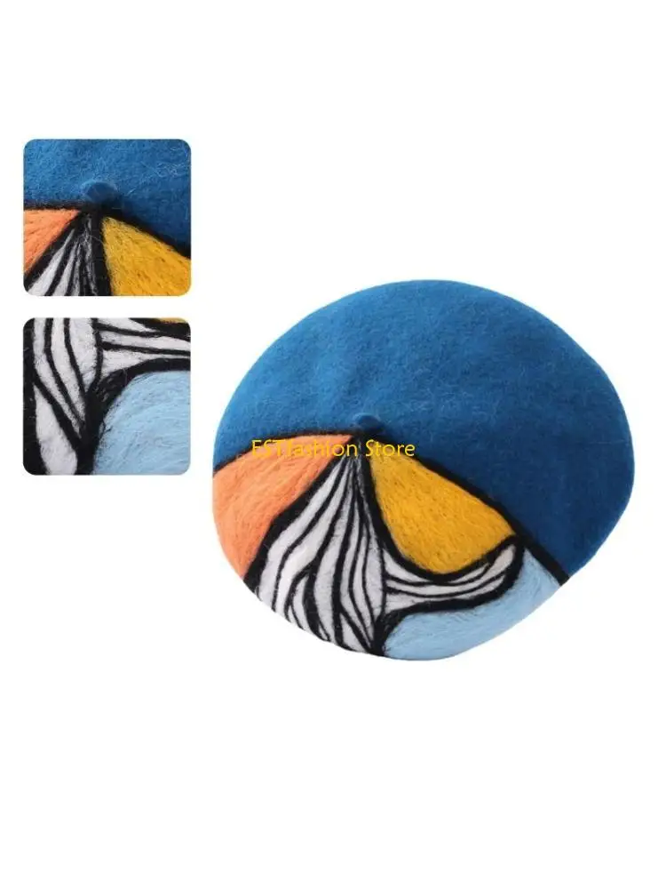 Y5GC Hats with Oil Painting Retro Caps in Colors for Winter