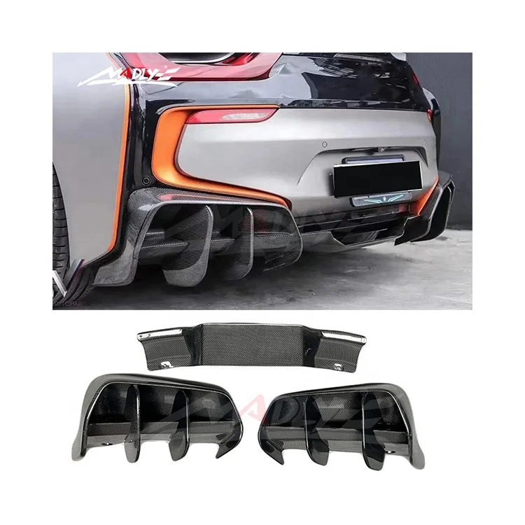 

Задний бампер i8, диффузор, боковой разветвитель, крышка для BMW i8, задний диффузор, 2-дверный автомобиль, настоящее углеродное волокно, нижняя защитная пластина, спойлер