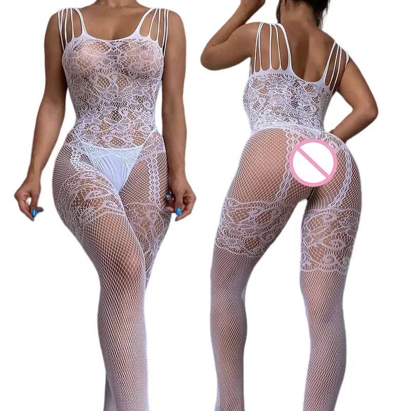 Women Fancy Sexy Lingerie Transparent Full Body Stockings One-piece Pajamas Fishnet Bra Hot Open Crotch Exotic Underwear Outfit view 2