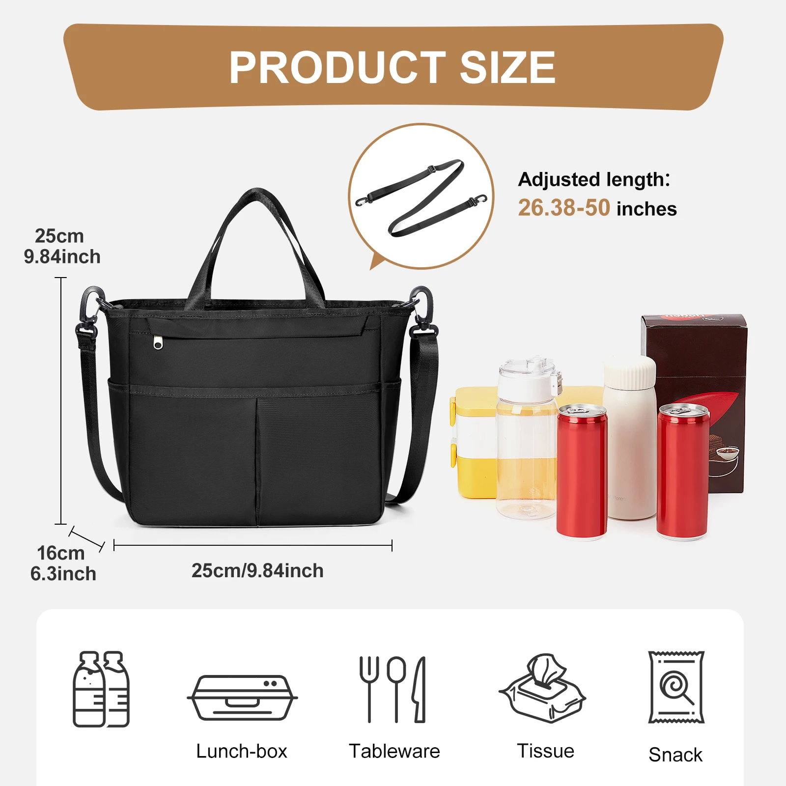 Lunch Box Shoulder Bag Insulated Lunch Bag, Waterproof Food insulation package, Isothermal Portable Food Bag for Work，Office ﻿