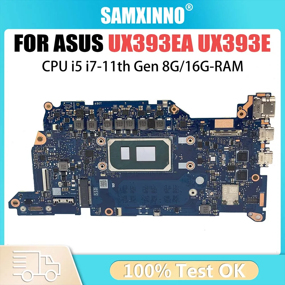 Computer Motherboard For ASUS ZenBook UX393EA  UX393 UX393EA Laptop Mainboard with i5 i7 11th Gen CPU 8G 16GB RAM