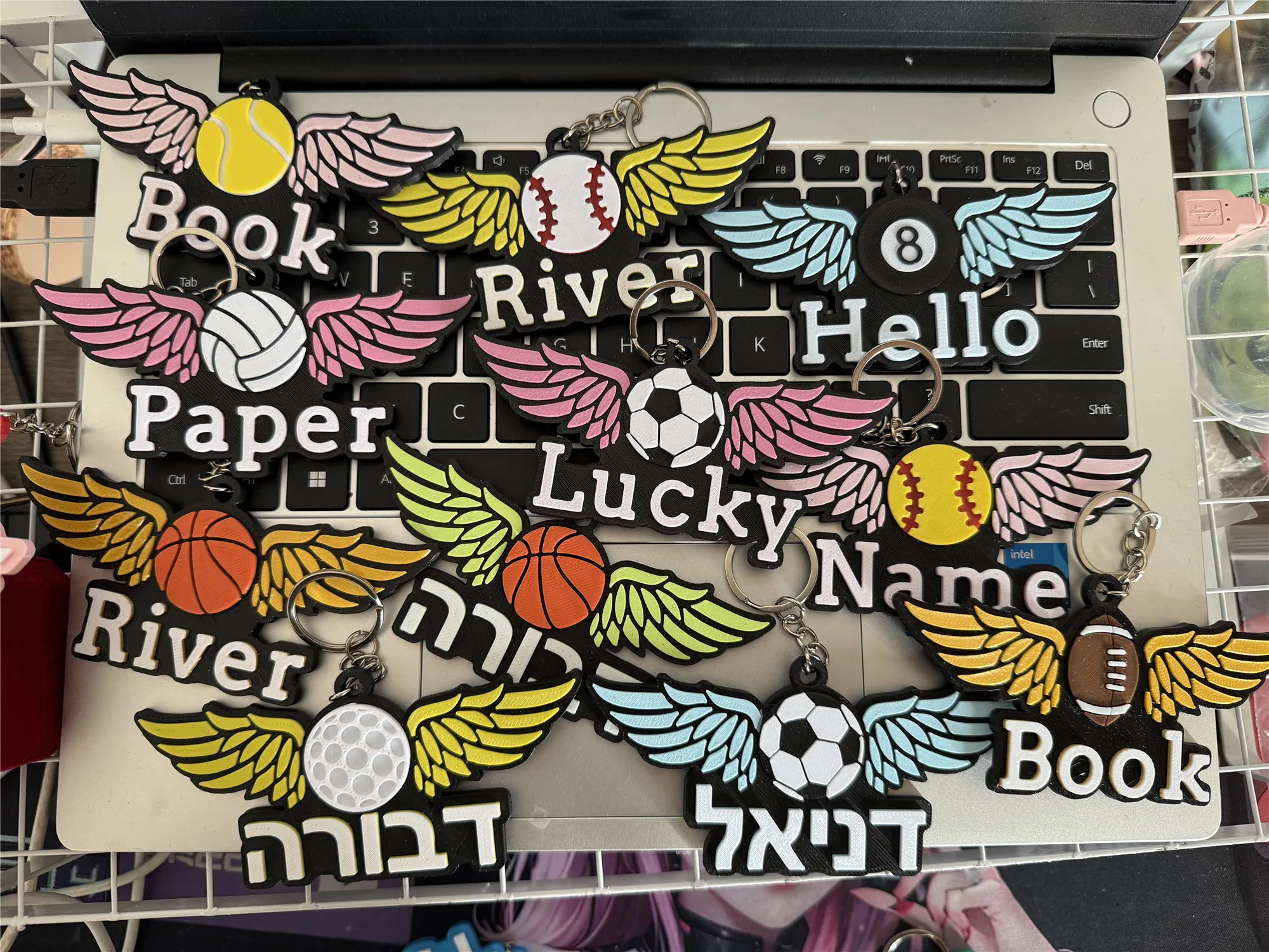 Customized Hebrew, Arabic, English. keychain luggage tag, backpack tag, back-to-school gift keychain for students and children