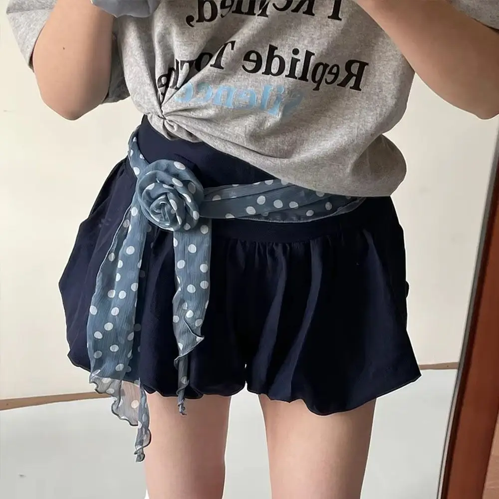 Unique Y2k Long Polka Dot Waistband Designer Thin Silk Waist Belt Floral Tie Up Dress Jeans Belt Summer