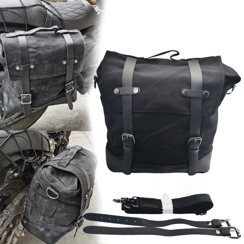 

Мотоциклетные сумки для багажа, универсальные водонепроницаемые холщовые боковые сумки, большая вместительная дорожная сумка для гоночного велосипеда, мужская сумка на плечо