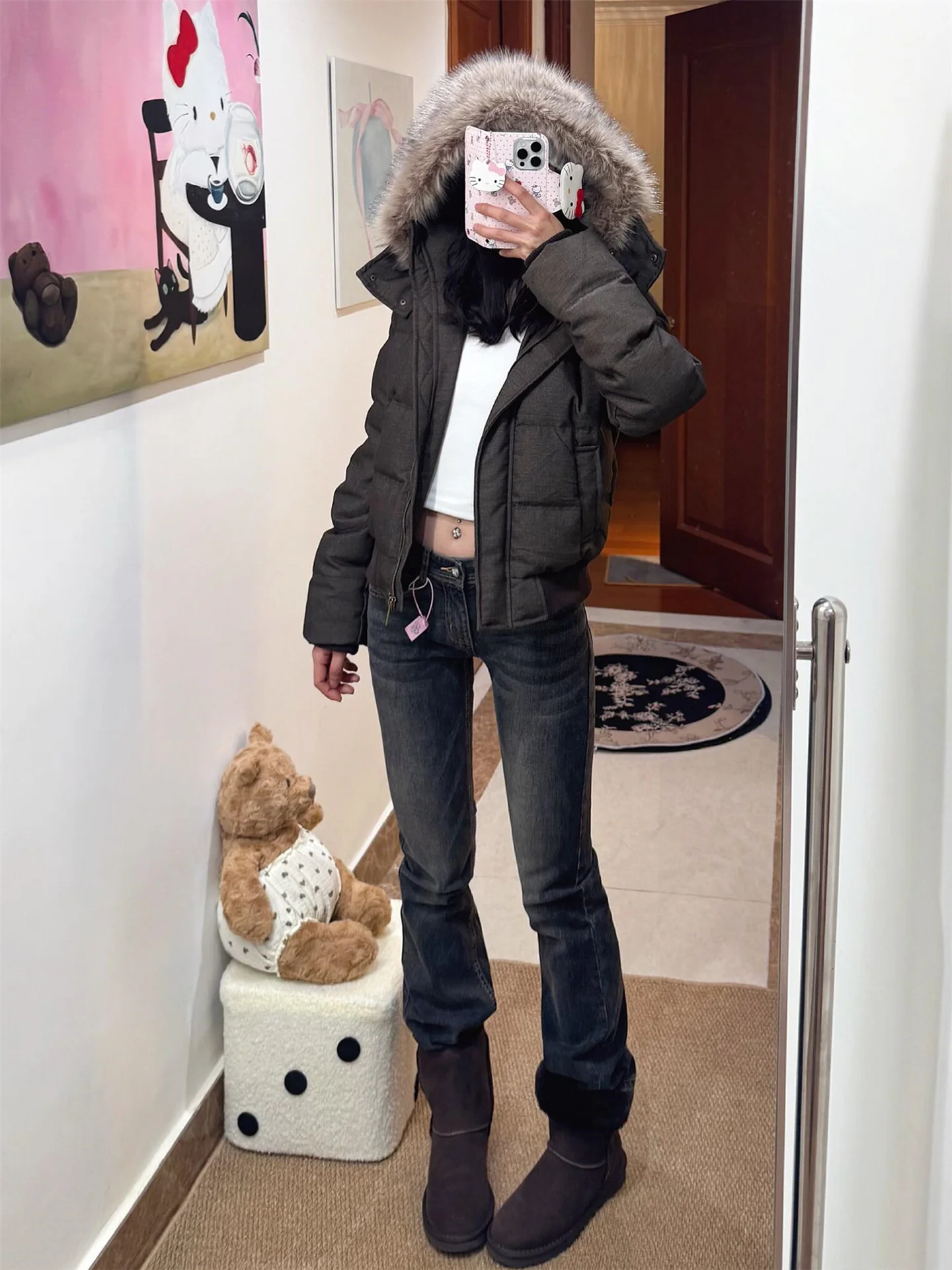 

Retro Slim Fit High Waist Bell Bottom Jeans Women's Straight Leg Long Length Casual Cotton Denim Spring Fashion plus Size