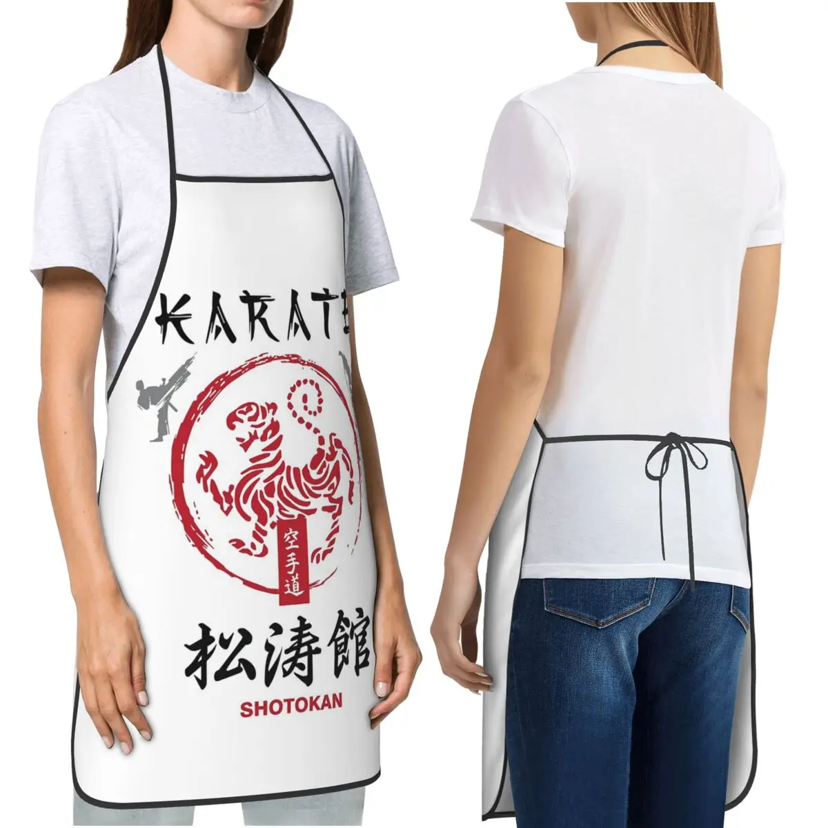 Shotokan Karate Symbol And Kanji White Text Apron Chef Cooking Baking Tablier Bib Kitchen Cleaning Pinafore for Women Men