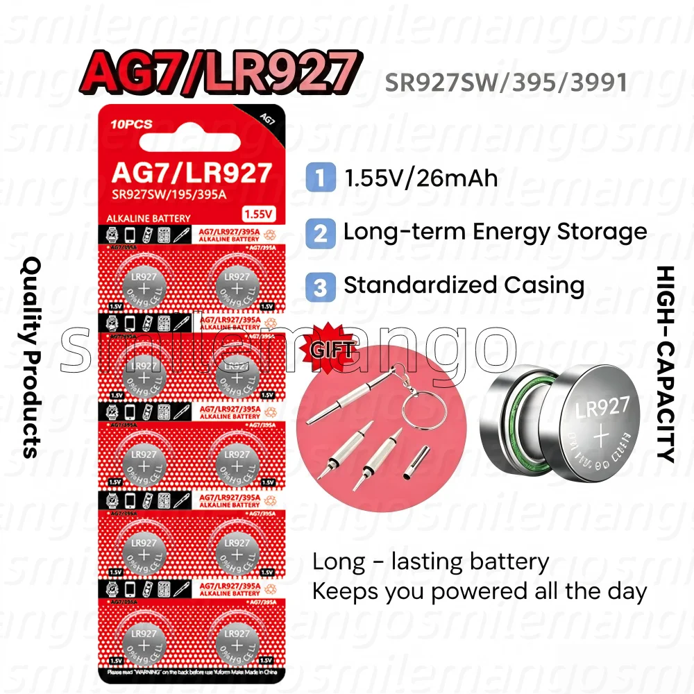 10-100PCS 1.55V AG7 LR927 SR927SW 395 LR927 SR927 Alkaline Coin Cell Silver Oxide Button Battery For Watch Toys Remote Calcula