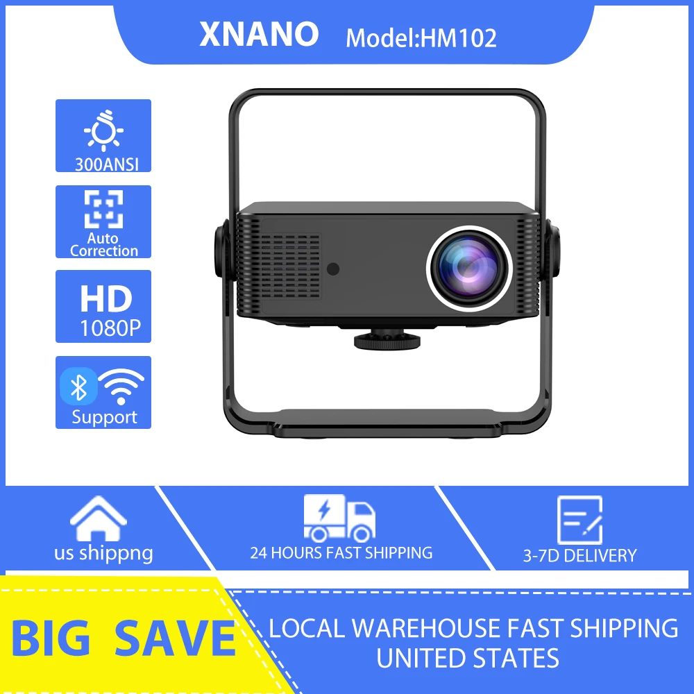 Portable Projector 360° Smart Projector HD 4K Android 13 System WIFI 5.8G BT5.2 with Stand for Home Theater Mini Projectors