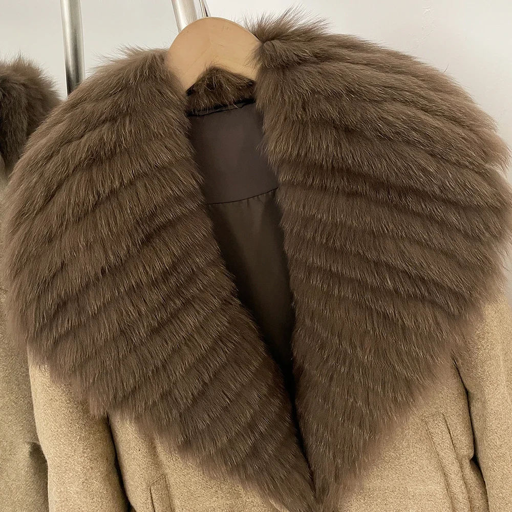OFTBUY Kleidung mit echtem Pelzbesatz, neuer Daunenmantel mit abnehmbaren Handschuhen, kurze Damen-Woll-Daunenjacke mit echtem Fuchspelzkragen – Detail 20