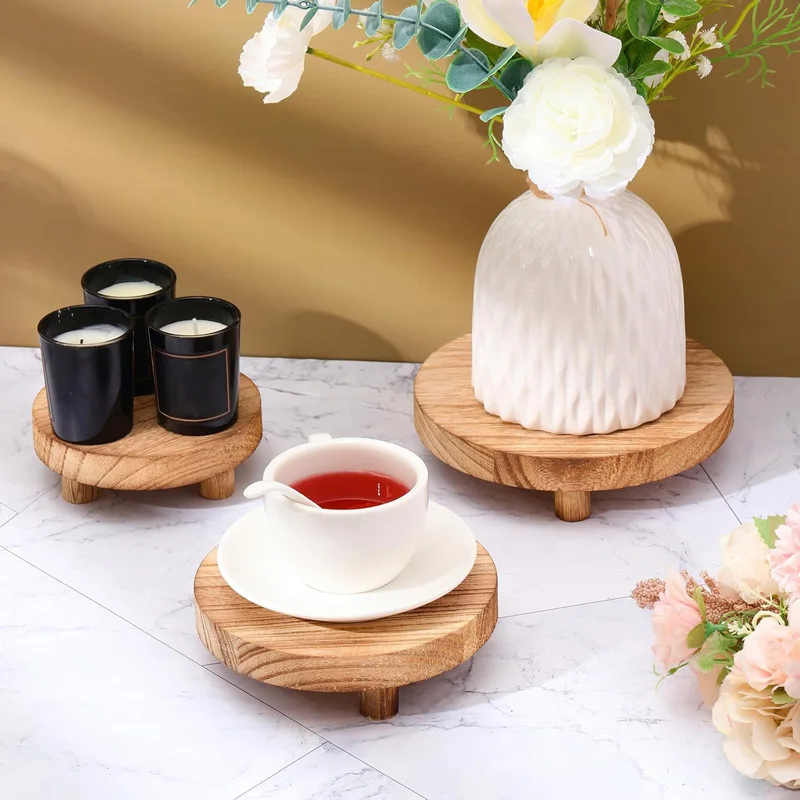 

Round Wooden Riser Holder, Pedestal Craft Figurines Stand for Home Garden Flower Plant Display Decoration Indoor Plant Stand