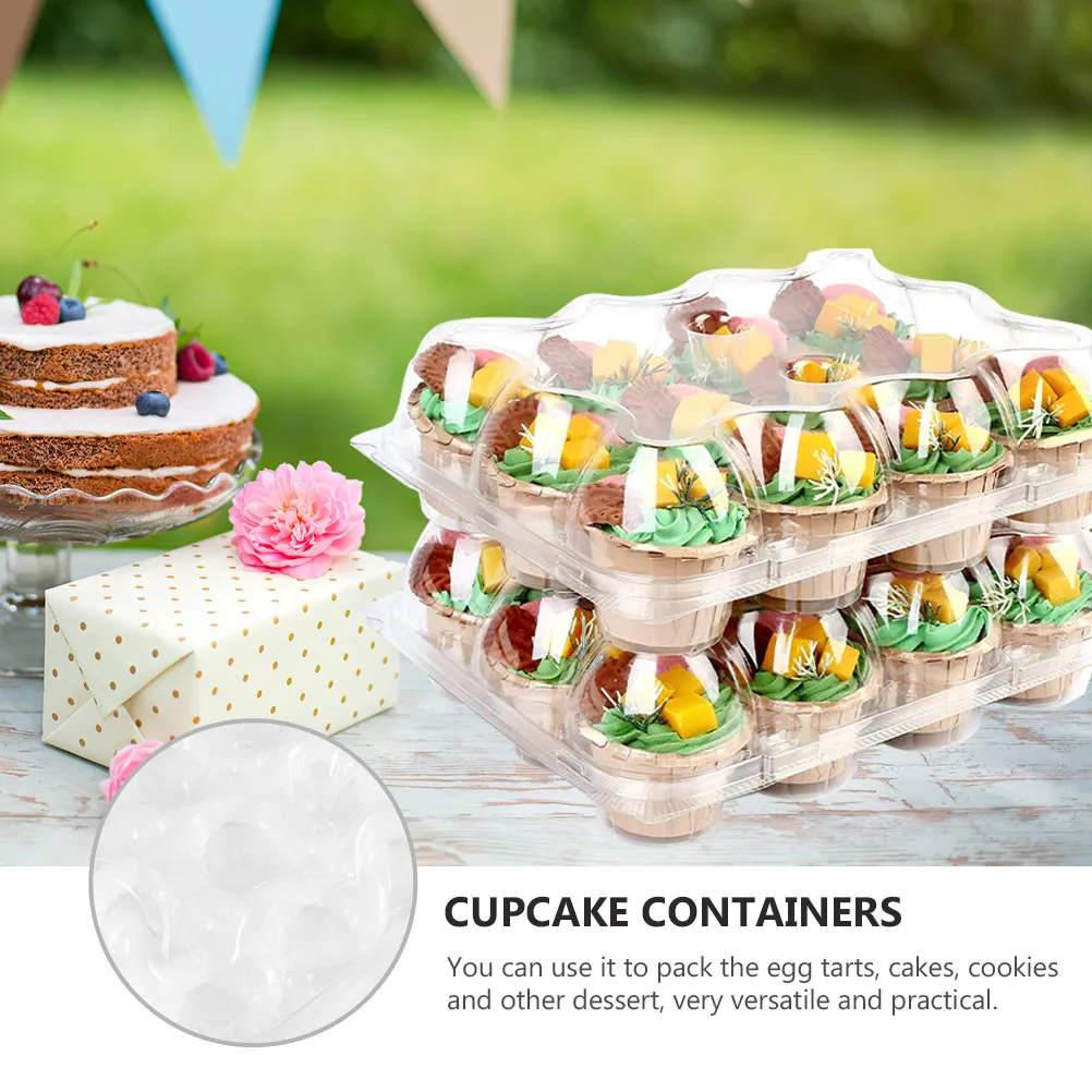 

Набор из 2 прозрачных контейнеров для десертов: коробки для кексов, тарталеток и пирожных для дня рождения, кейтеринга, путешествий, безопасного хранения и демонстрации