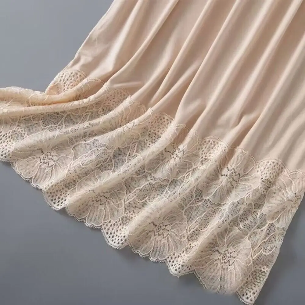 Thin Ice Silk Modal Female Half Length Skirt Lace Anti-glare Underskirt High Waist Elastic Anti-Penetrating