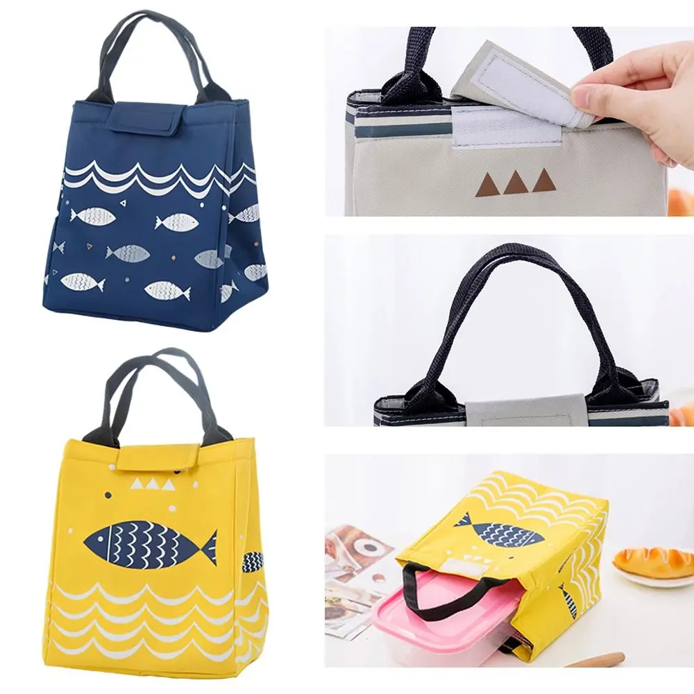 Fish Pattern Tote Lunch Bag Portable Oxford Waterproof Warm Cold Bag Thermal Insulated Large Capacity Picnic Lunch Bags Travel