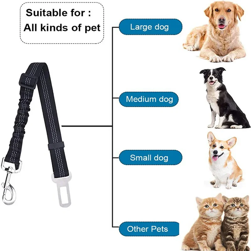 Scalable and Adjustable Pet Seat Belt Elastic Nylon Car Mount Rope Durable Traction for Small Dogs Wagon Safety Rope image 5