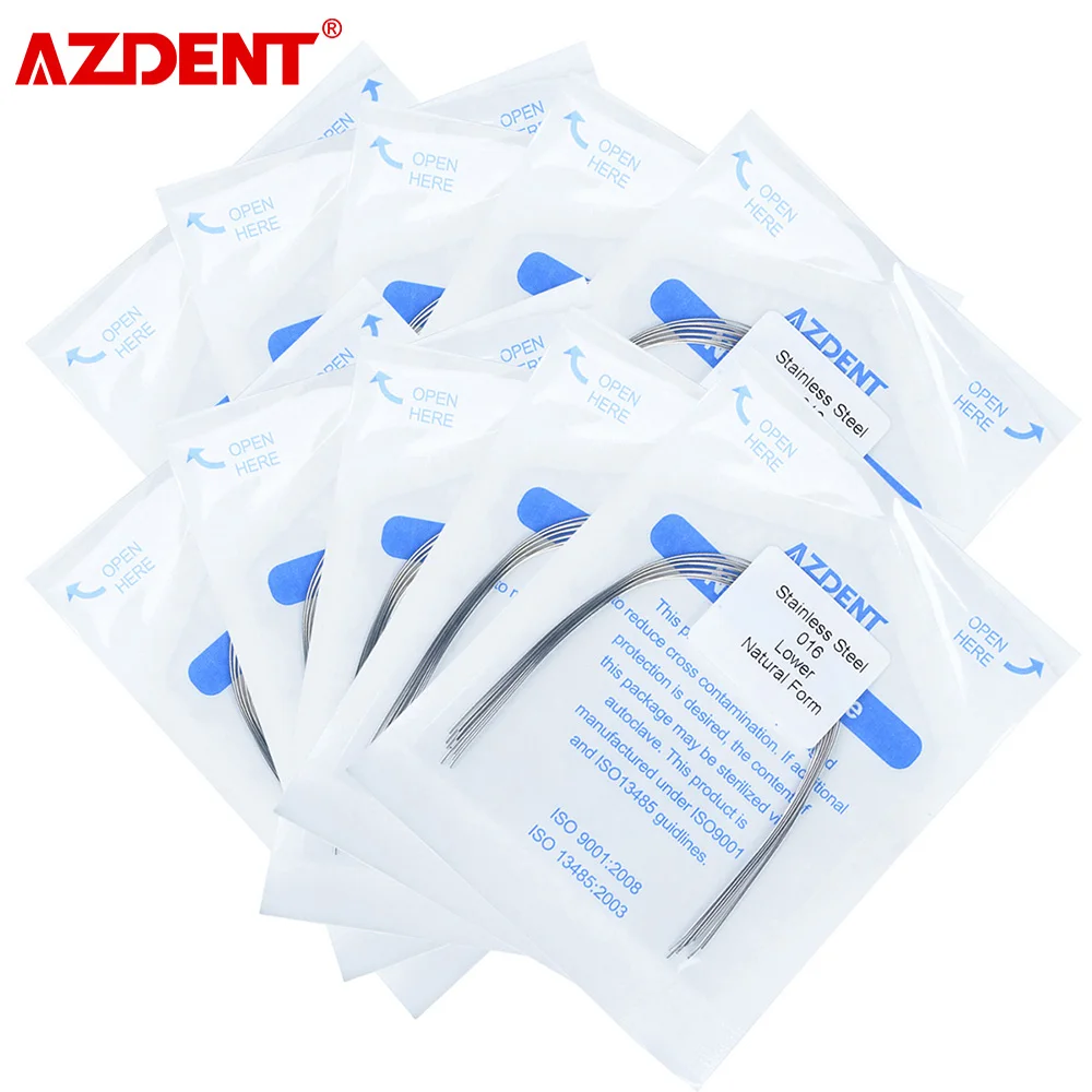 10 Packs AZDENT Dental Orthodontic Arch Wires Stainless Steel Round Shape Nature Form 10pcs per Pack