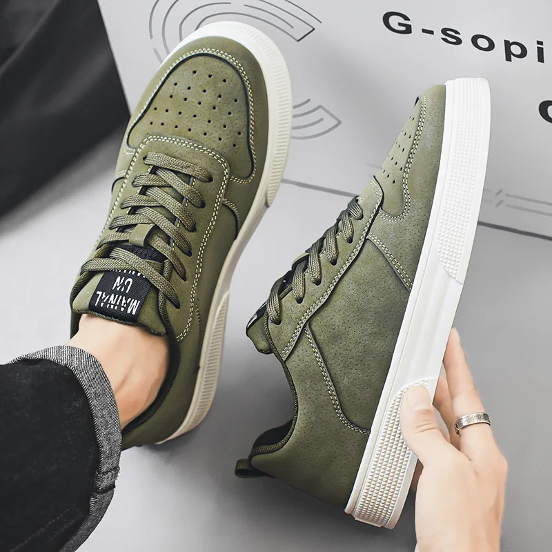 Sneakers urbaines Green Man pas chères, grande taille 47 48, chaussures de skateboard à plateforme pour hommes, chaussures de skate basses Harajuku pour hommes, Zapatos Hombre